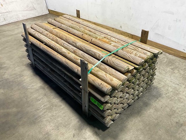Naaldhouten paal halfrond ø100 mm x 200 cm - gekroond kdi bruin (115x) - afbeelding 1 van  7