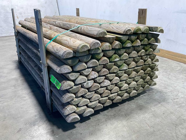 Naaldhouten paal halfrond ø100 mm x 200 cm - gekroond kdi bruin (115x) - afbeelding 5 van  7