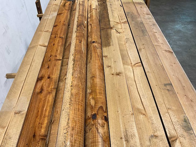 Naaldhouten paal halfrond ø100 mm x 200 cm - gekroond kdi bruin (152x) - afbeelding 1 van  1