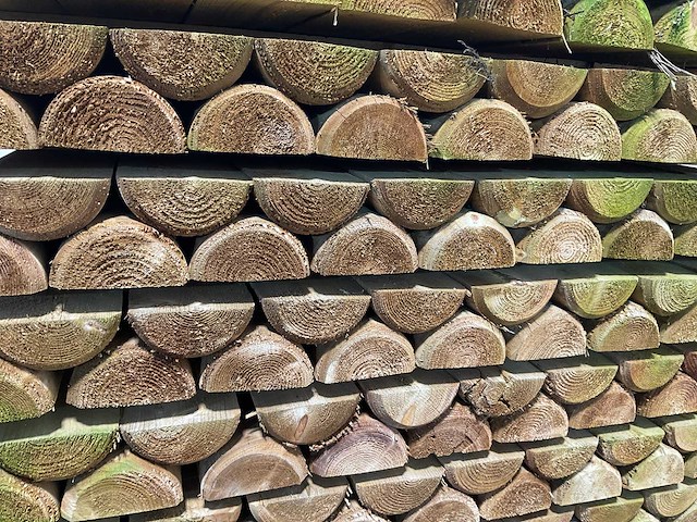 Naaldhouten paal halfrond ø100 mm x 200 cm - gekroond kdi bruin (152x) - afbeelding 1 van  4