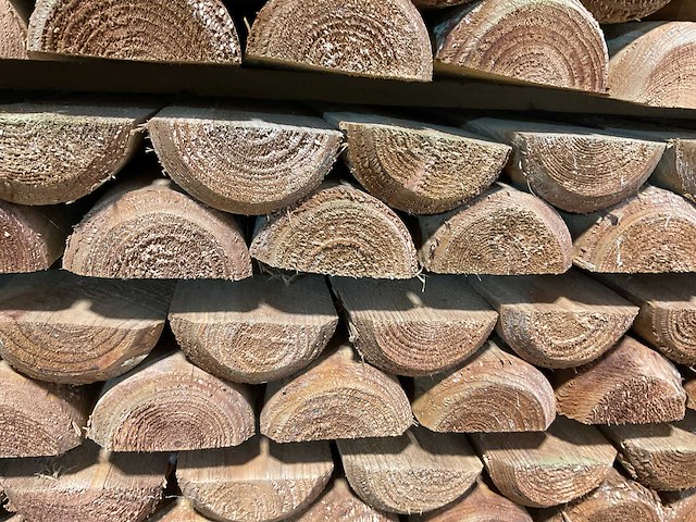 Naaldhouten paal halfrond ø80 mm x 200 cm - gekroond kdi bruin (224x) - afbeelding 2 van  3