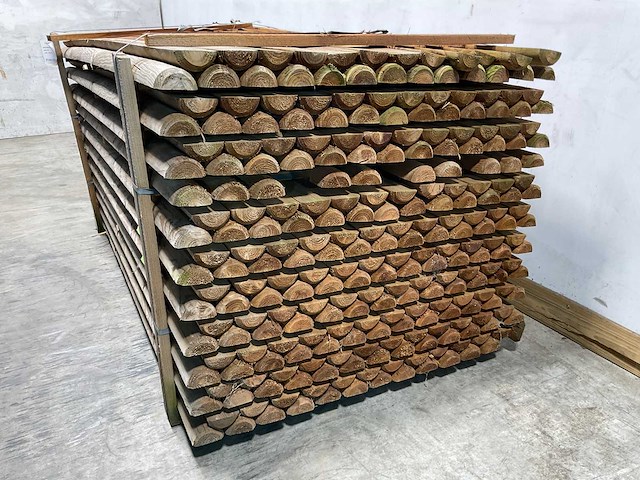 Naaldhouten paal halfrond ø80 mm x 200 cm - gekroond kdi bruin (224x) - afbeelding 3 van  3
