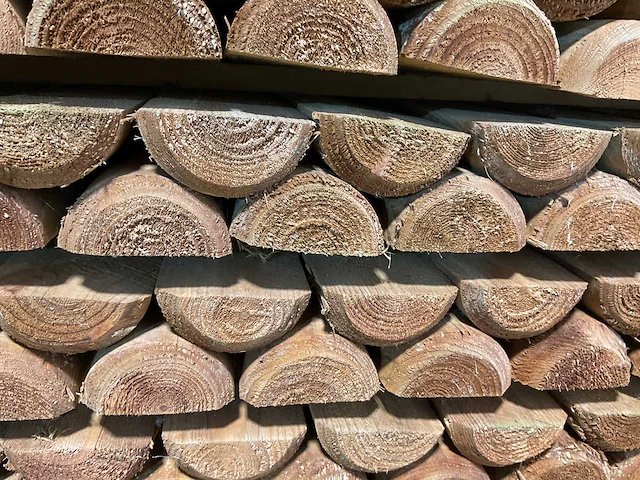 Naaldhouten paal halfrond ø80 mm x 200 cm - gekroond kdi bruin (224x) - afbeelding 3 van  7