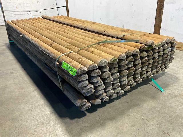 Naaldhouten paal halfrond ø80 mm x 250 cm - gekroond kdi bruin (180x) - afbeelding 5 van  8