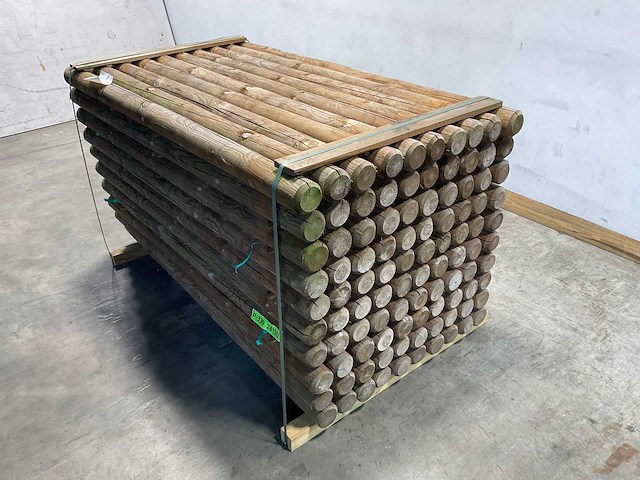 Naaldhouten paal rond ø100 mm x 189 cm - gekroond kdi bruin (100x) - afbeelding 1 van  11