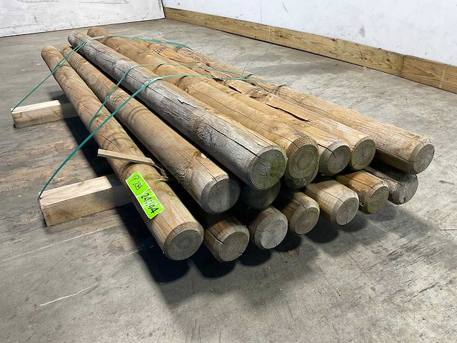 Naaldhouten paal rond ø100 mm x 189 cm - gekroond kdi bruin (15x) - afbeelding 5 van  9