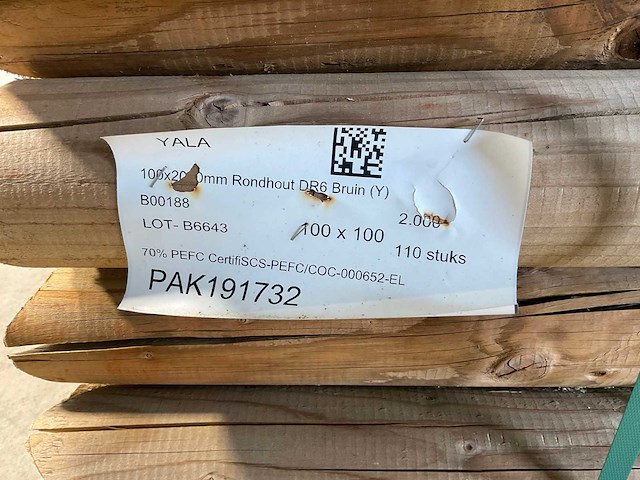 Naaldhouten paal rond ø100 mm x 200 cm - model dr6 - kdi bruin (110x) - afbeelding 3 van  11