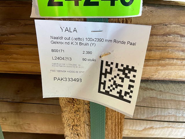 Naaldhouten paal rond ø100 mm x 239 cm - gekroond kdi bruin (87x) - afbeelding 10 van  10