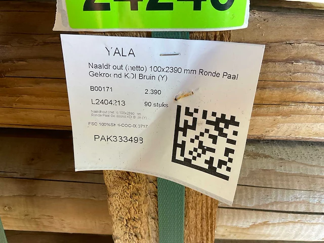 Naaldhouten paal rond ø100 mm x 239 cm - gekroond kdi bruin (87x) - afbeelding 10 van  10