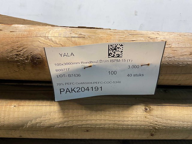 Naaldhouten paal rond ø100 mm x 300 cm - gekroond kdi bruin (40x) - afbeelding 5 van  6