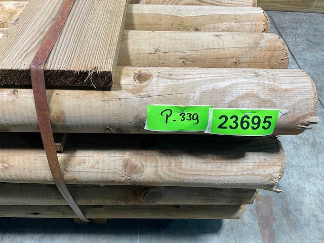 Naaldhouten paal rond ø100 mm x 300 cm - gekroond kdi bruin (40x) - afbeelding 7 van  7