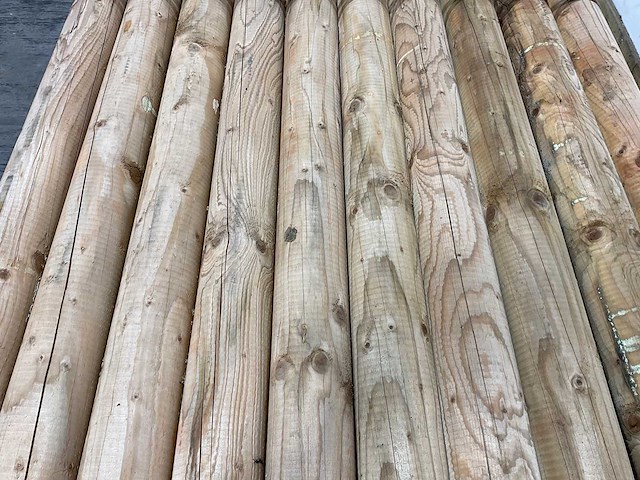 Naaldhouten paal rond ø100 mm x 300 cm - gekroond kdi bruin (40x) - afbeelding 3 van  4
