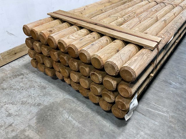 Naaldhouten paal rond ø100 mm x 300 cm - gekroond kdi bruin (40x) - afbeelding 3 van  5