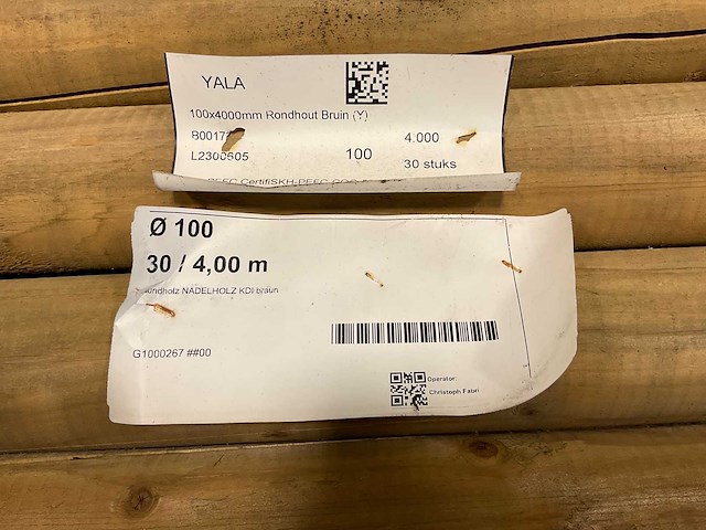 Naaldhouten paal rond ø100 mm x 400 cm - gekroond kdi bruin (30x) - afbeelding 1 van  9