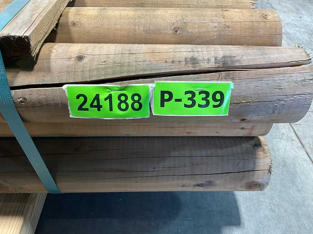 Naaldhouten paal rond ø100 mm x 400 cm - gekroond kdi bruin (30x) - afbeelding 2 van  9