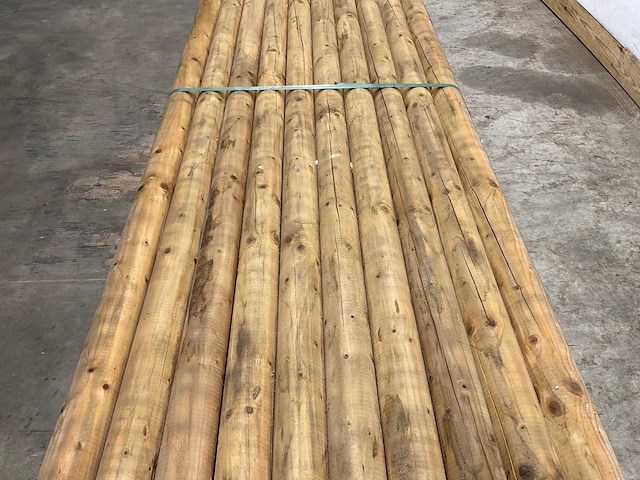 Naaldhouten paal rond ø100 mm x 400 cm - gekroond kdi bruin (30x) - afbeelding 5 van  9