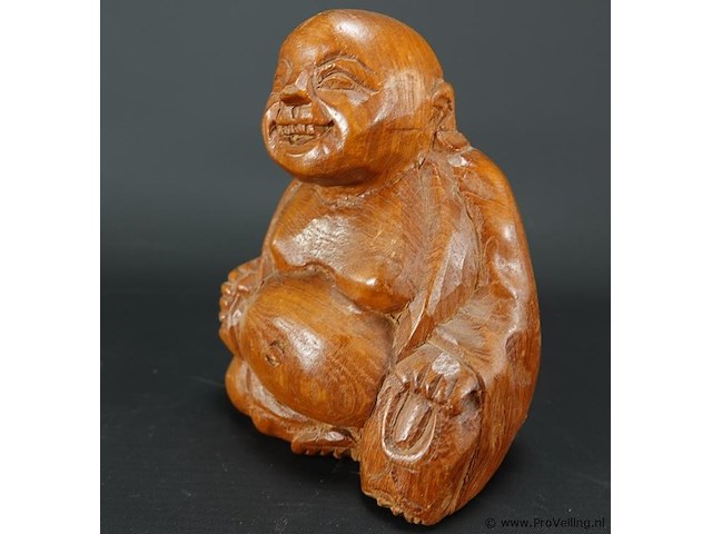 Naïef in hout gesneden happy boeddha - afbeelding 2 van  5