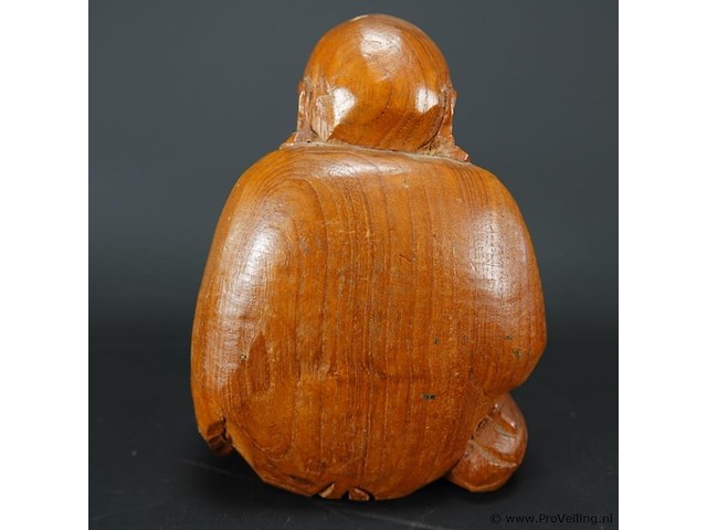 Naïef in hout gesneden happy boeddha - afbeelding 4 van  5