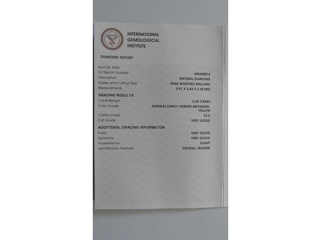 Natural diamond | 0.36ct ( igi gecertificeerd ) - afbeelding 4 van  5