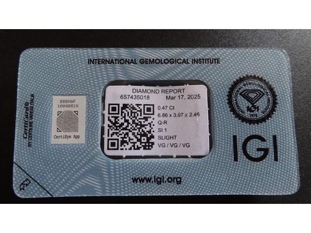 Natural diamond | 0.47ct ( igi gecertificeerd ) - afbeelding 5 van  8