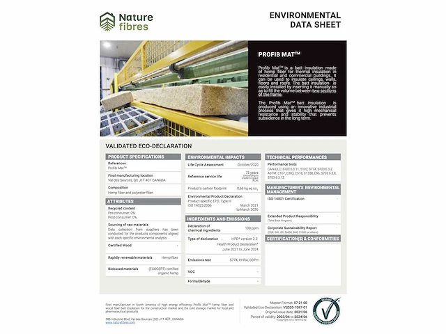 Nature fibres - profib® mat - hennepvezelisolatie ca. 150 m2 - afbeelding 1 van  10