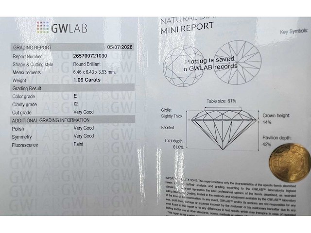 Natuurlijke diamant van 1,06 karaat - afbeelding 2 van  5