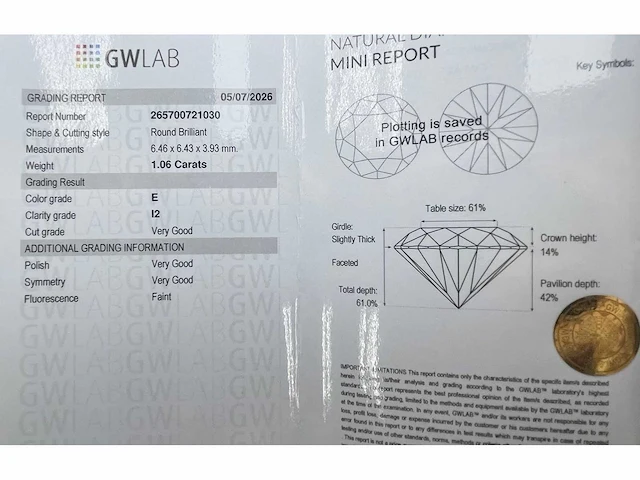 Natuurlijke diamant van 1,06 karaat - afbeelding 2 van  5