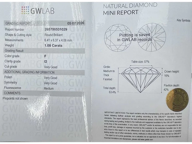 Natuurlijke diamant van 1,08 karaat - afbeelding 2 van  5