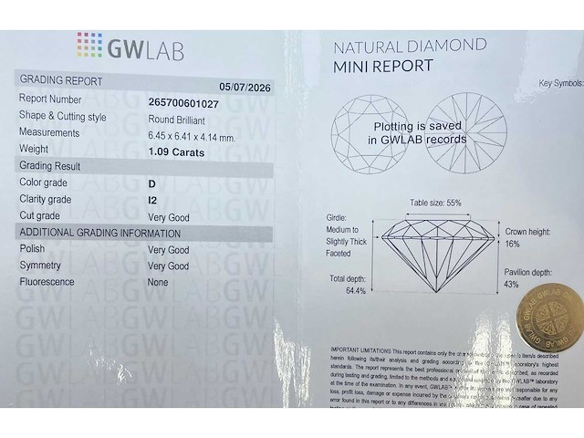 Natuurlijke diamant van 1,09 karaat - afbeelding 2 van  5