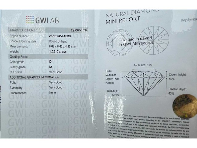 Natuurlijke diamant van 1,23 karaat - afbeelding 2 van  5