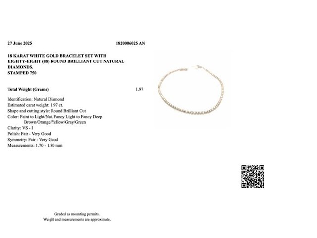 Natuurlijke diamanten – exclusieve 18k witgouden armband – 1.97ct, 2025 - afbeelding 7 van  7