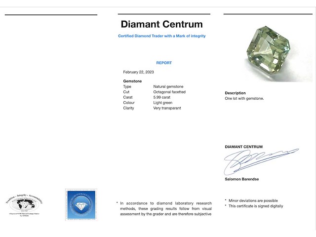 Natuurlijke edelsteen 5.99 carat gecertificeerd - afbeelding 3 van  4