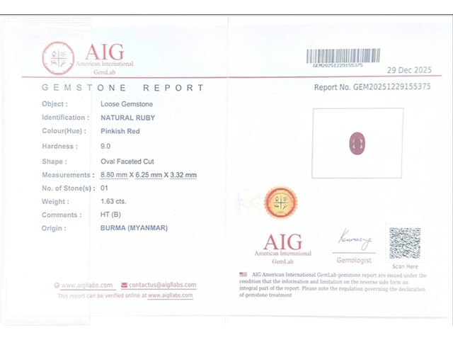 Natuurlijke robijn - burma (myanmar) | 1.63ct, roze / rood - afbeelding 4 van  4