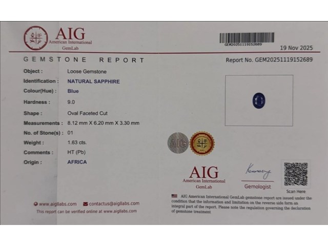 Natuurlijke saffier - madagaskar | 1.63ct, blauw - afbeelding 3 van  3