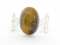 Natuurlijke zilveren ring met tijger oog