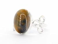 Natuurlijke zilveren ring met tijger oog - afbeelding 3 van  6