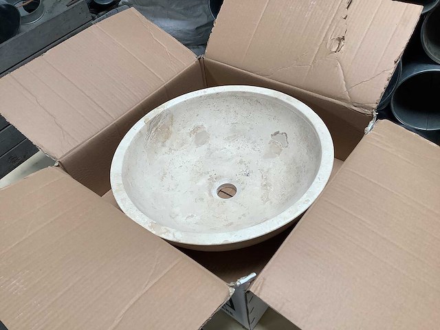 Natuursteen - waskom -(2x) - afbeelding 2 van  4