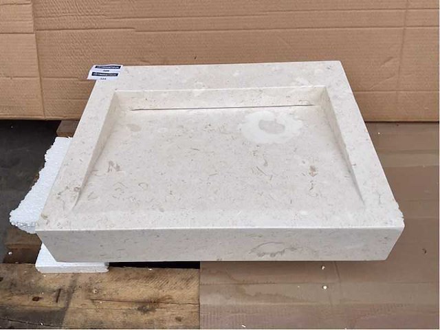 Natuursteen limestone wastafel 55x45x10 cm - afbeelding 3 van  4
