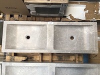 Natuursteen marmer beige/grey dubbele wastafel 120x40x10 cm