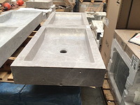 Natuursteen marmer beige/grey dubbele wastafel 120x40x10 cm - afbeelding 3 van  6