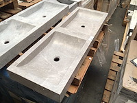 Natuursteen marmer beige/grey dubbele wastafel 120x40x10 cm - afbeelding 4 van  6