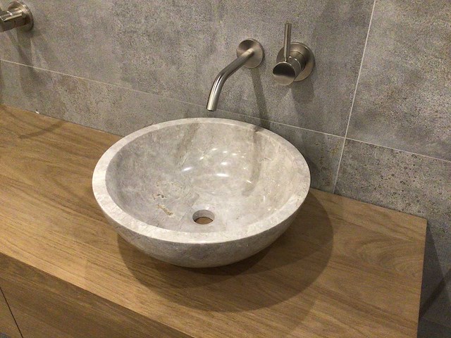 Natuursteen marmer beige/grey waskom 40,6x15 cm - afbeelding 3 van  5