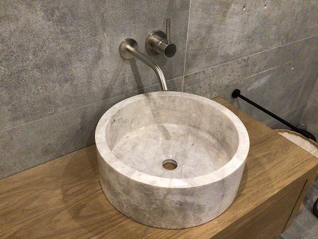Natuursteen marmer beige/grey waskom 40,6x15 cm - afbeelding 5 van  5