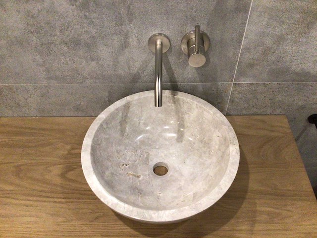 Natuursteen marmer beige/grey waskom 40,6x15 cm - afbeelding 5 van  5