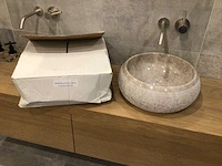 Natuursteen marmer beige/grey waskom 40,6x15 cm - afbeelding 2 van  5