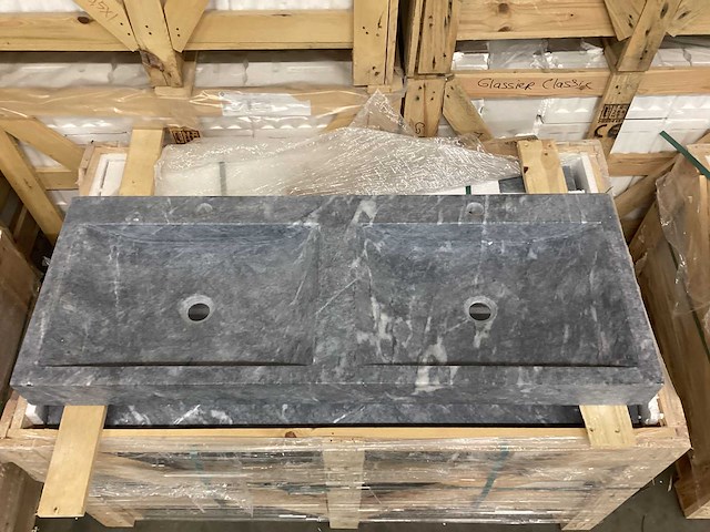 Natuursteen marmer black dubbele wastafel 120x46x10 cm - afbeelding 5 van  5