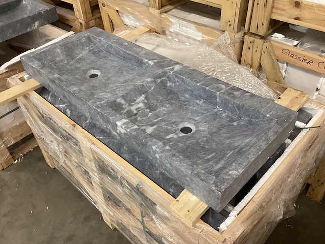 Natuursteen marmer black dubbele wastafel 120x46x10 cm - afbeelding 2 van  5