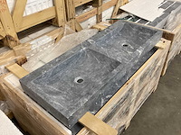 Natuursteen marmer black dubbele wastafel 120x46x10 cm - afbeelding 4 van  5