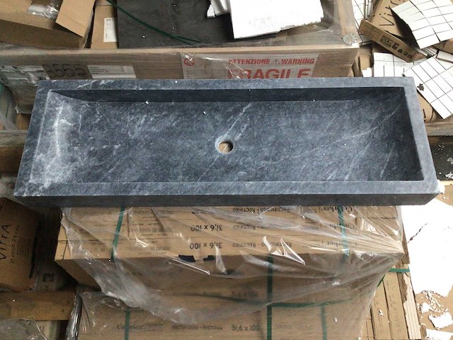 Natuursteen marmer black wastafel 120x40x10 cm - afbeelding 2 van  6