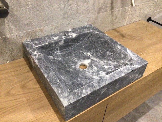 Natuursteen marmer black wastafel 45x46x10 cm - afbeelding 4 van  4